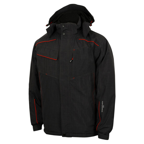 Lee Cooper Workwear Miesten vedenpitävä topattu talvityötakki LCJKT445, musta/punainen S