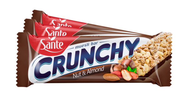 Sante Crunchy välipalapatukka pähkinä-taateli suklaakuorrutuksella 40g, 25 kpl paketti